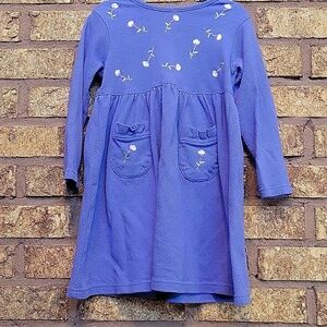 Buster Brown Purple Waffle Knit Dress with Floral Accents and Pocketd Size 3T